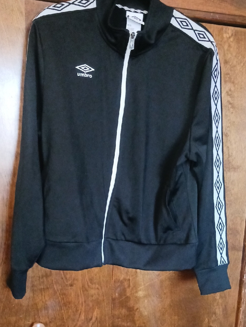 Umbro Black Jacket with White Trim and Logo